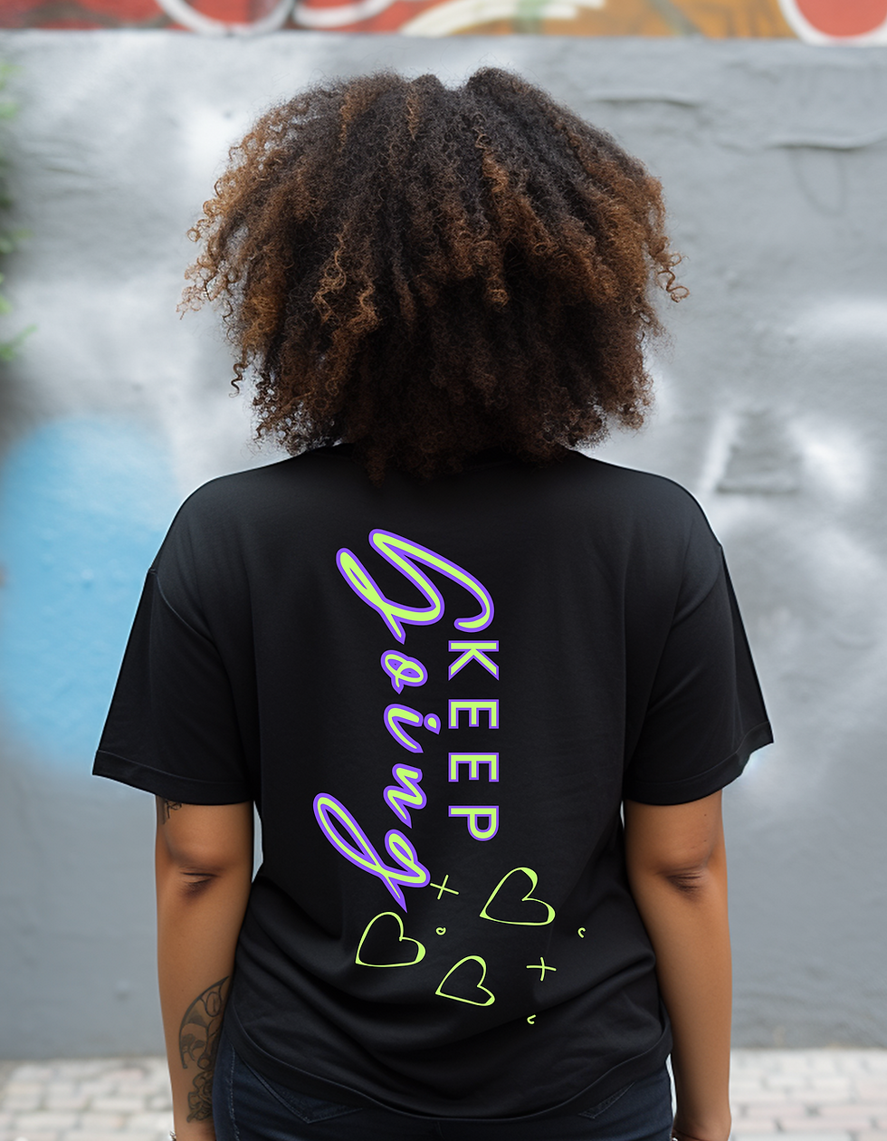 Black, lime & purple you are enough tee back