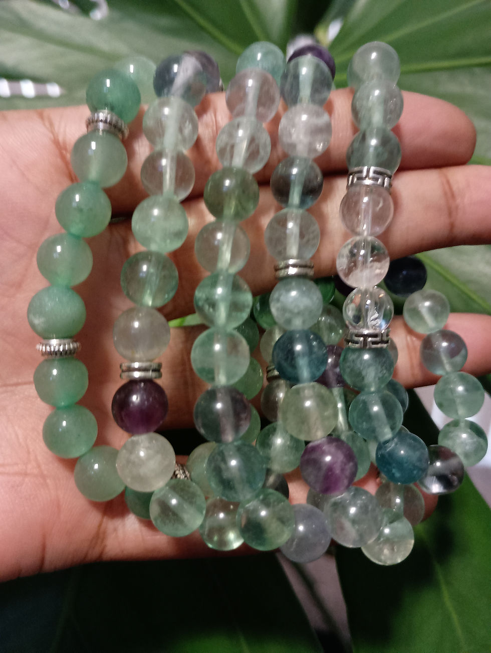 Thumbnail: Bracelets - Yellow and Green Hues Round Beads 