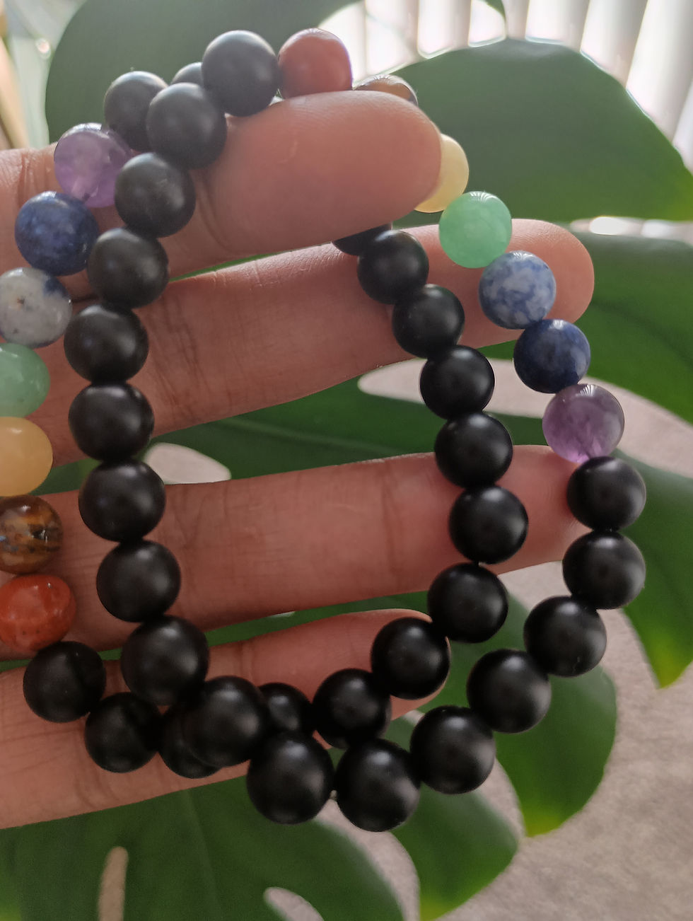 Thumbnail: Bracelets - Grey, Brown and Black Hues 8mm Round Beads 