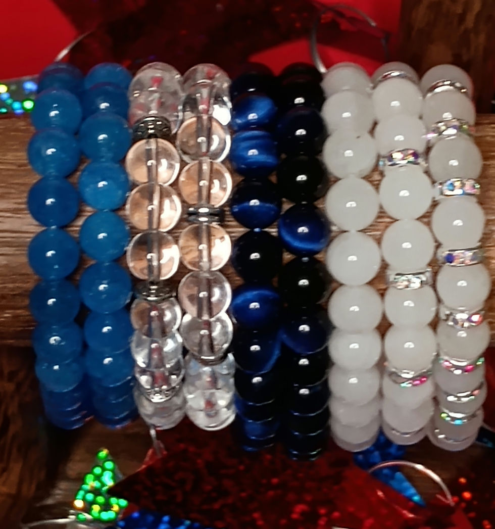 Thumbnail: Bracelets - Clear and White Hues Round Beads 