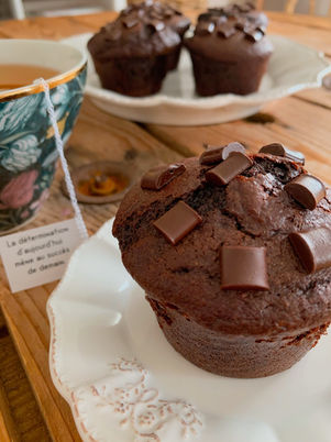Muffins au chocolat avec coeur coulant au Nutella