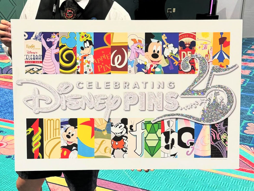celebrating disney pins with various characters such as mickey, goofy, and figment