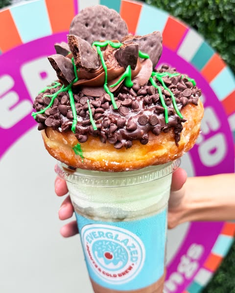 Thin Mint Chocolate Chip Donut & Cold Drew from Everglazed