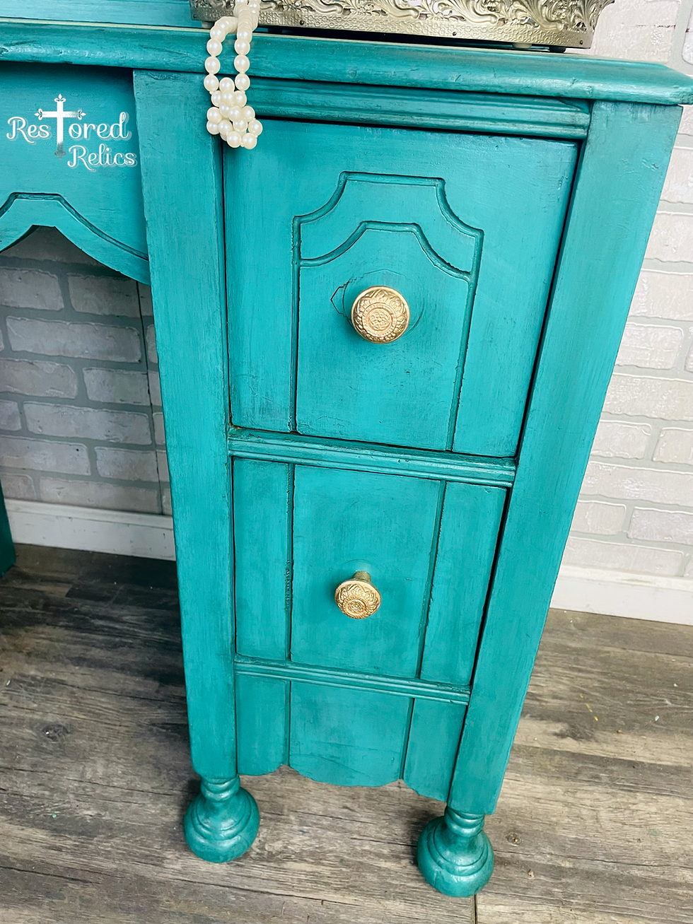 Thumbnail: Beautiful Teal Vintage Vanity 
