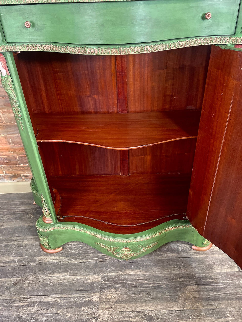 Thumbnail: Introducing Ophelia “ Tall Serpentine Antique Accent Cabinet