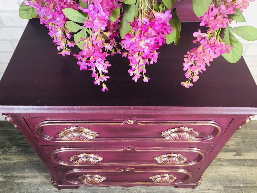 Thumbnail: Vintage Deep Plum 3 drawer Dresser 