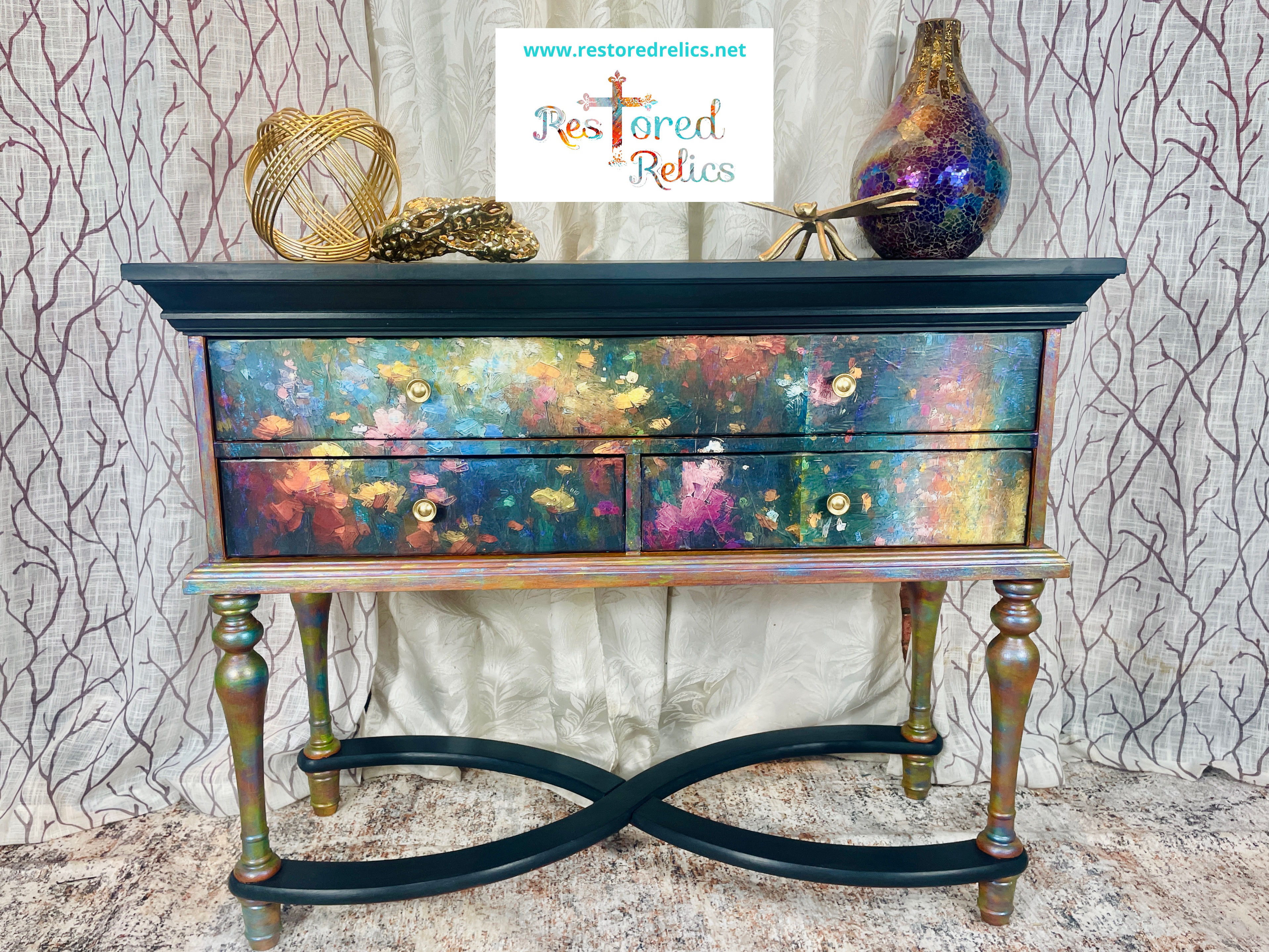 Gorgeous metallic iridescent floral Buffet