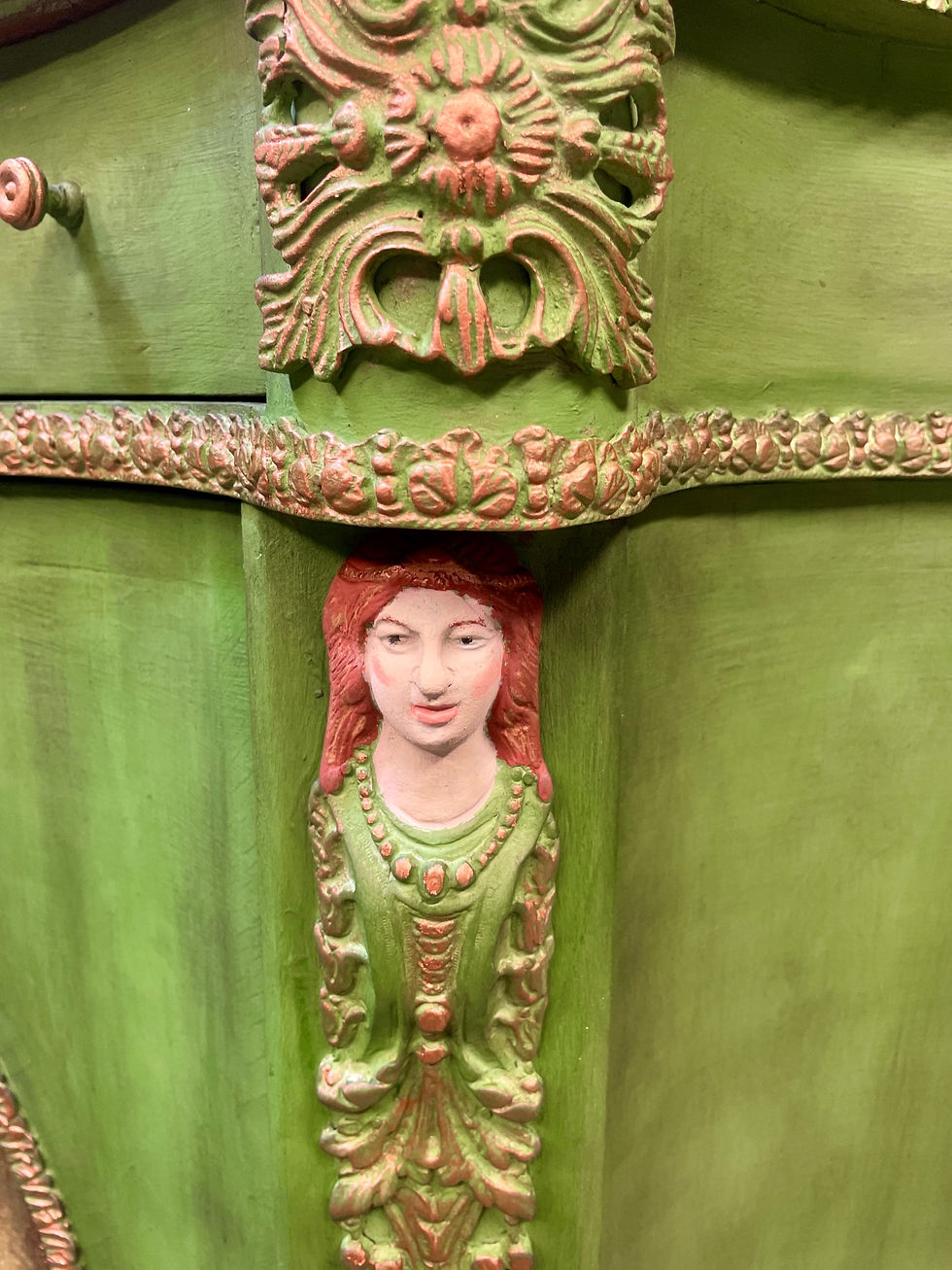 Thumbnail: Introducing Ophelia “ Tall Serpentine Antique Accent Cabinet