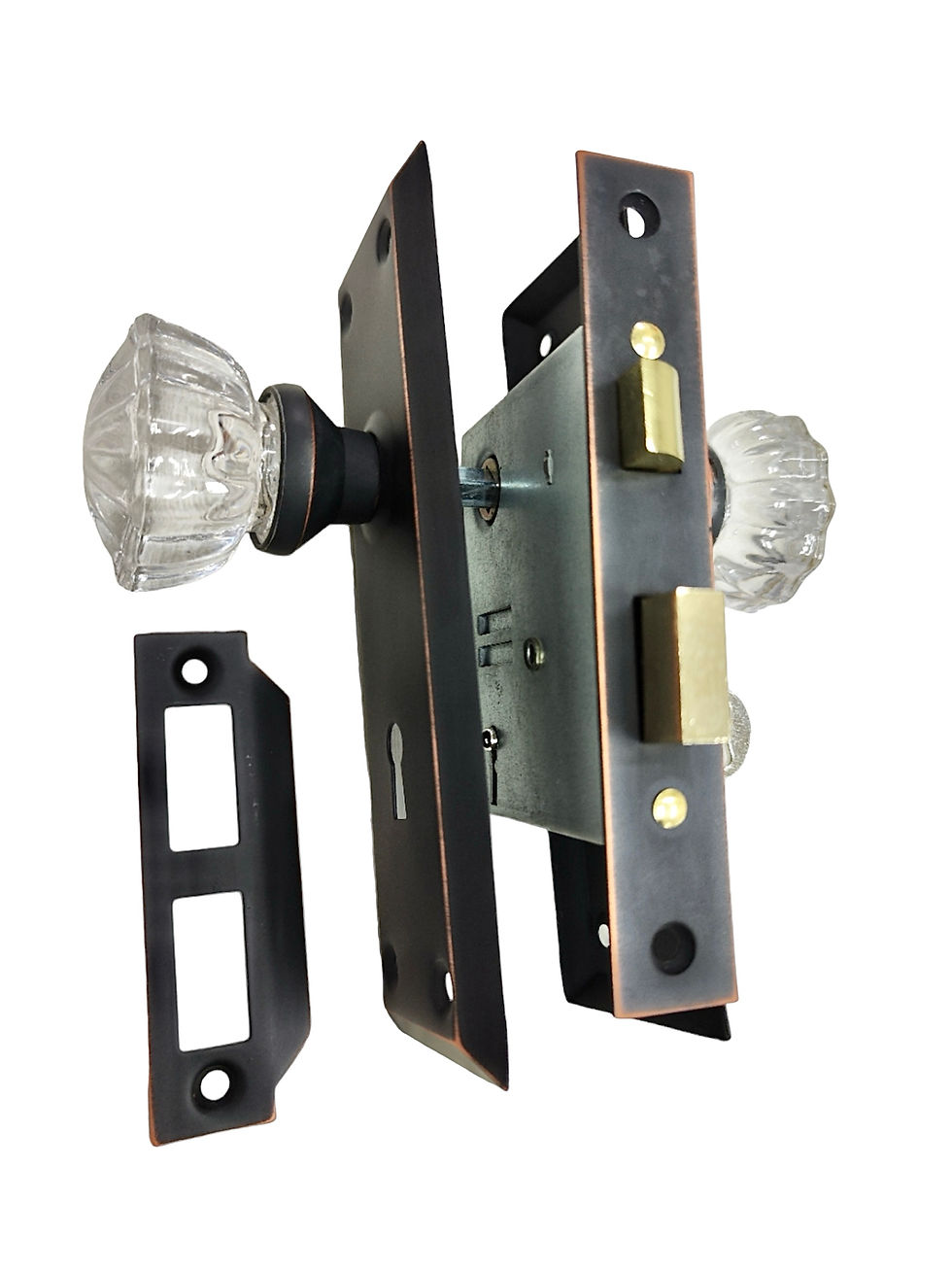 Thumbnail: DOOR MORTISE LOCK WITH GLASS DOOR KNOBS (US10B) 玻璃波插芯门锁 (镀油红古)