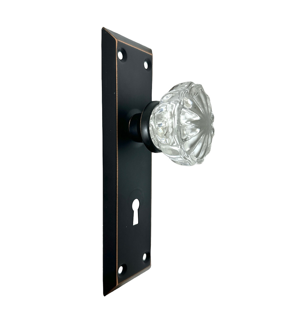 Thumbnail: DOOR MORTISE LOCK WITH GLASS DOOR KNOBS (US10B) 玻璃波插芯门锁 (镀油红古)