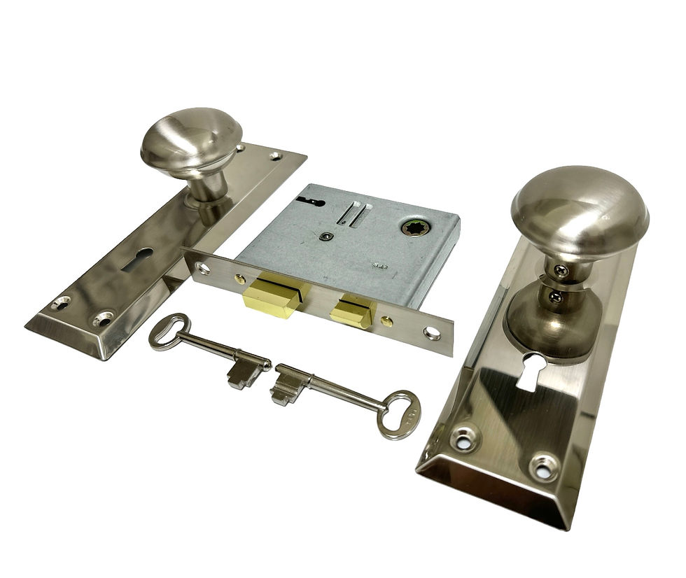 Thumbnail: DOOR MORTISE LOCK WITH DOOR KNOBS (US15) 铁波插芯门锁 (镀砂镍)