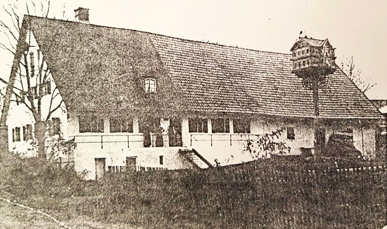 Zehmeranwesen, Moosinning, Kirchenstraße 2, Aufnahme um 1900, Abbruch 1959