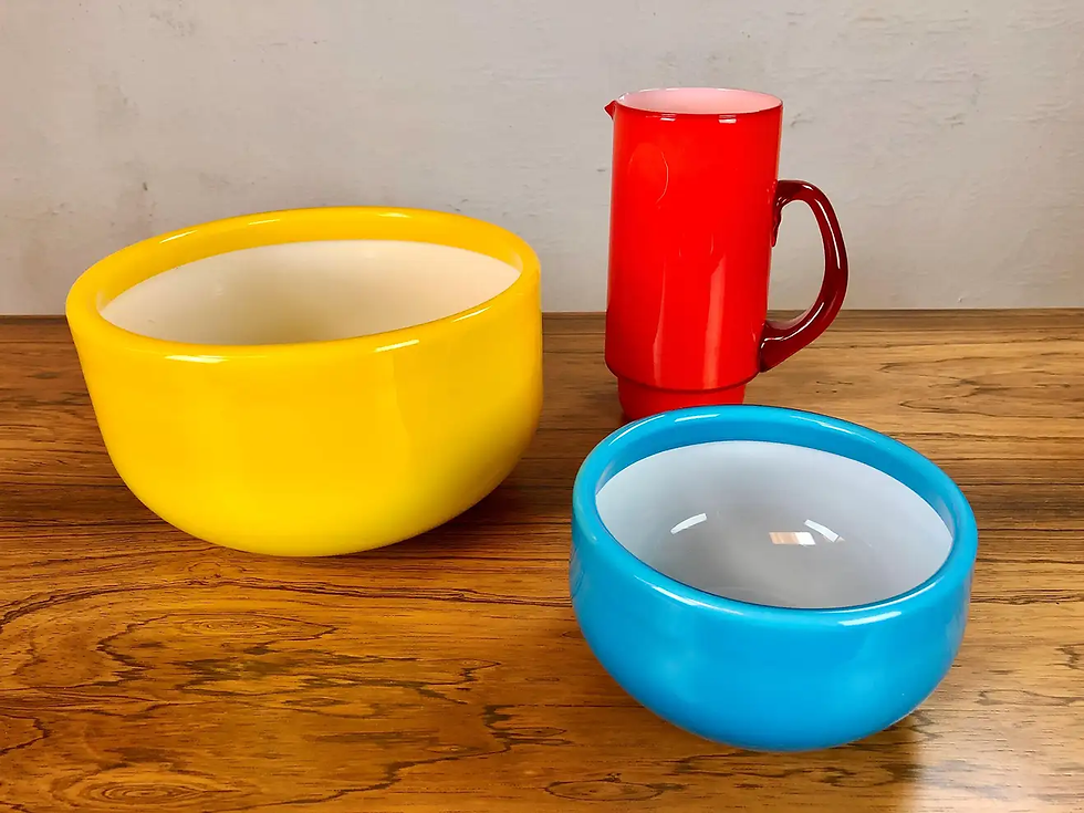Thumbnail: 1970s Set of Pitcher and Bowls in Glass by Michael Bang for Holmegaard