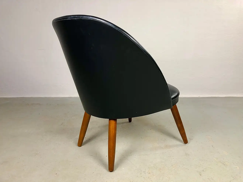 Thumbnail: 1960's Fully Restored Danish Lounge Chair Reupholstered in Black Leather
