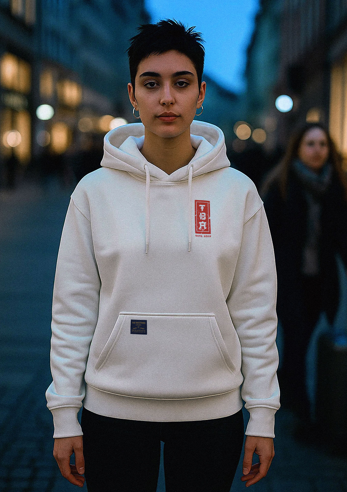 Neue Ancient Mask Double Side Premium Unisex White Hoodie