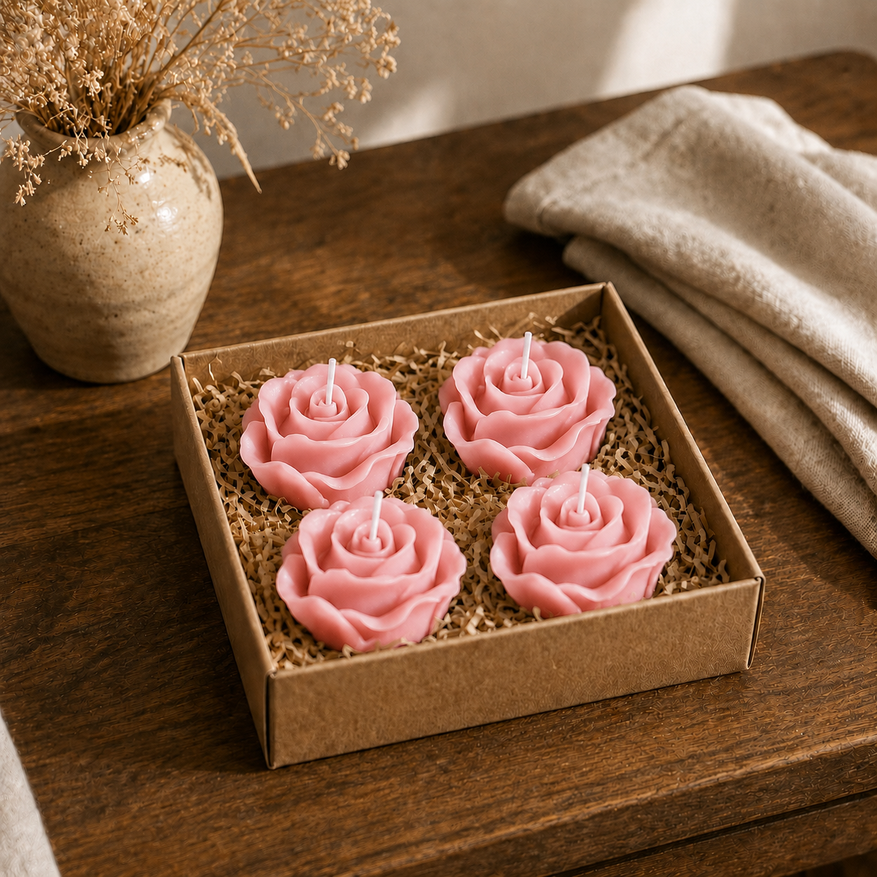 Rose Bouquet Scented Floral Candles | Gift Set of 4