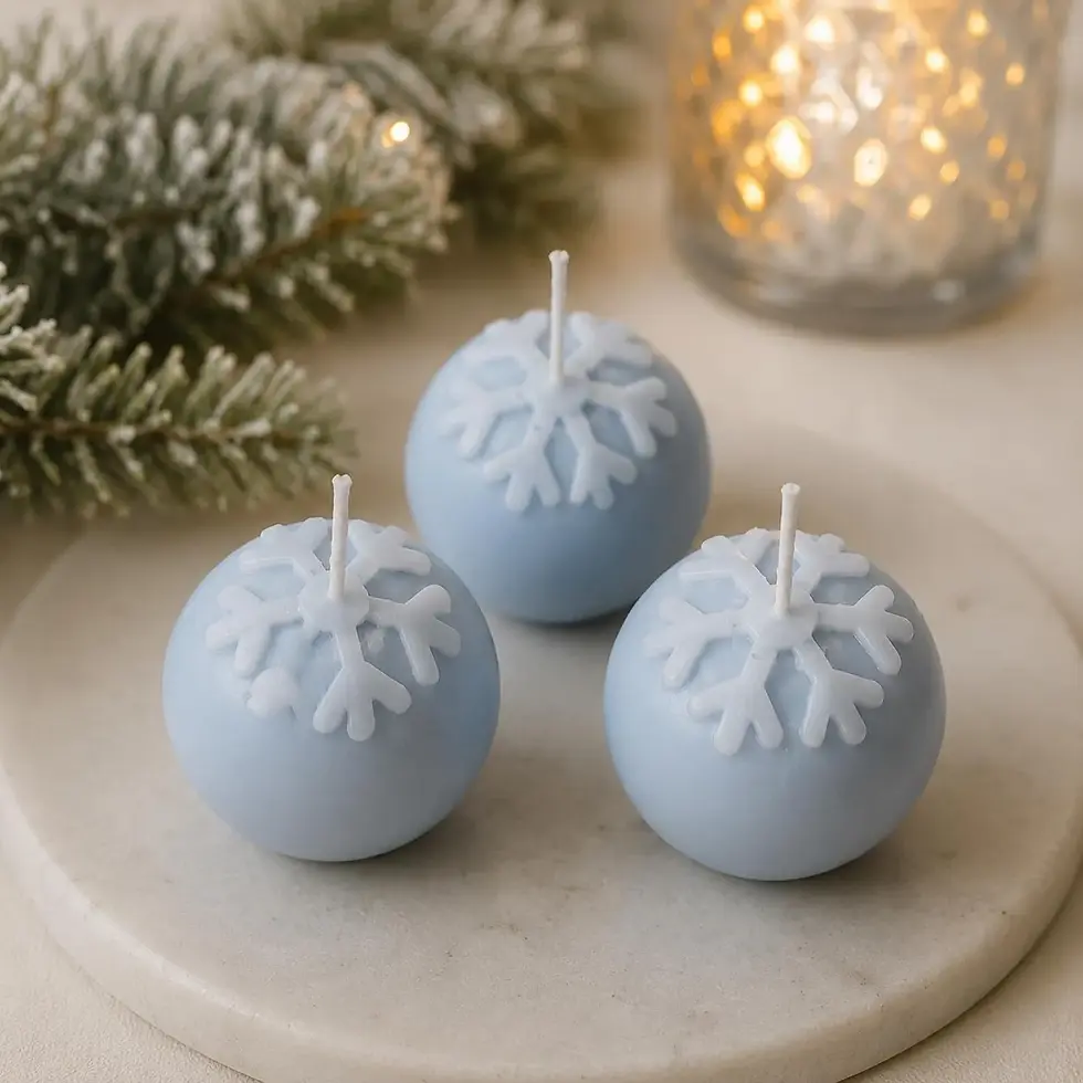 Thumbnail: Clean Cotton Scented Snowflake Candles | Set of 12 Soy Coconut Wax Candles