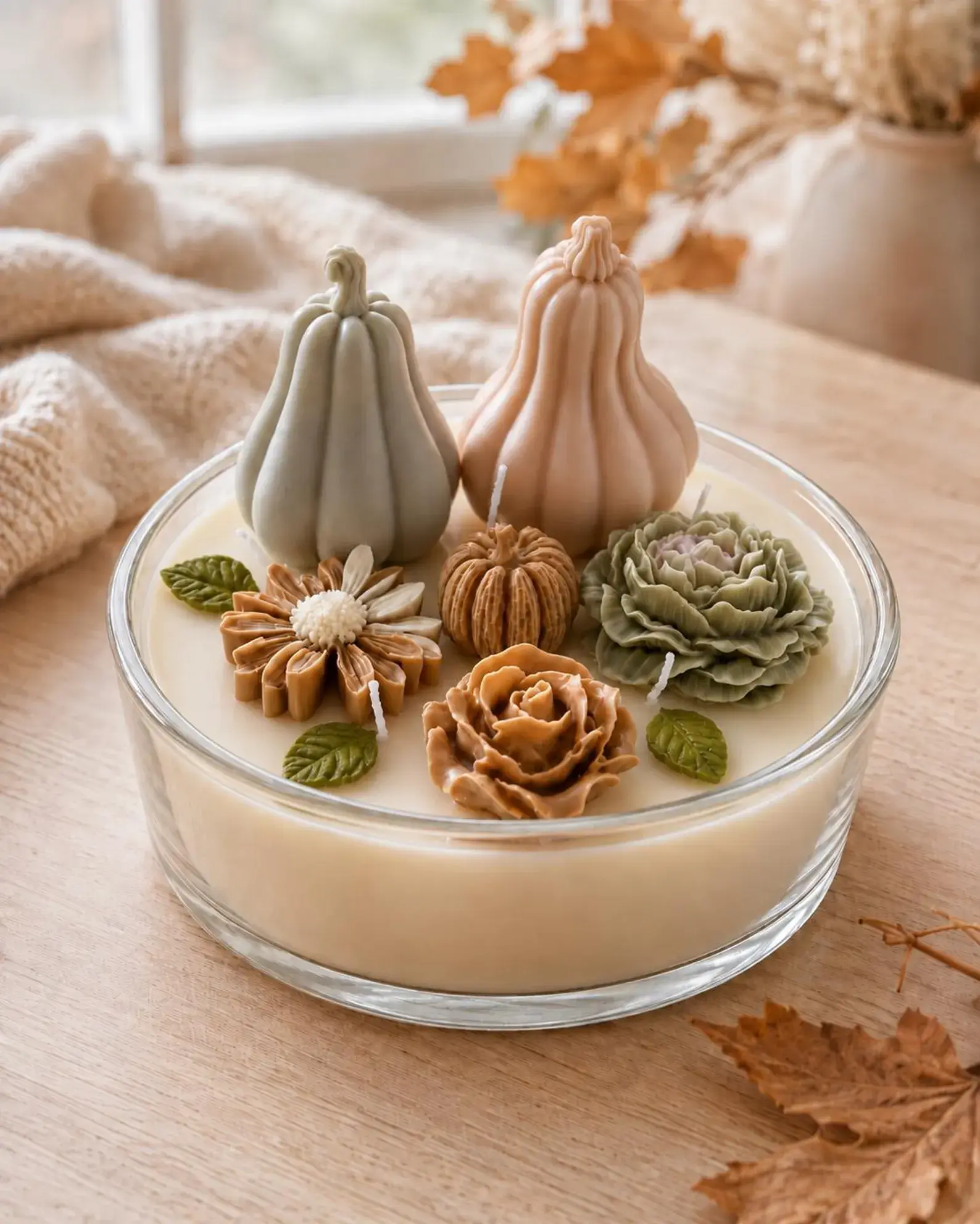 Jumbo Fall Floral Spiced Pumpkin Scented Candle | 34oz Soy Coconut Wax