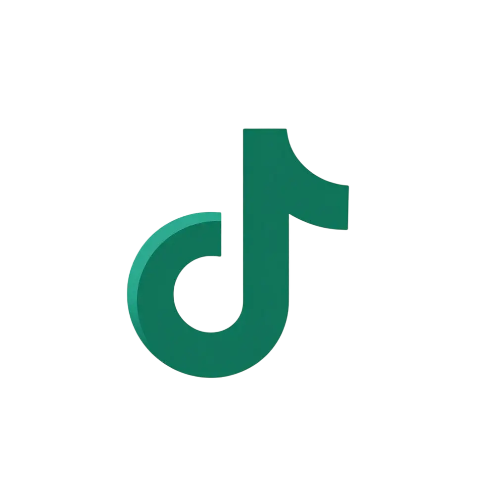 Digital graphic of the TikTok logo. The iconic musical note icon is presented in teal against a solid black background.