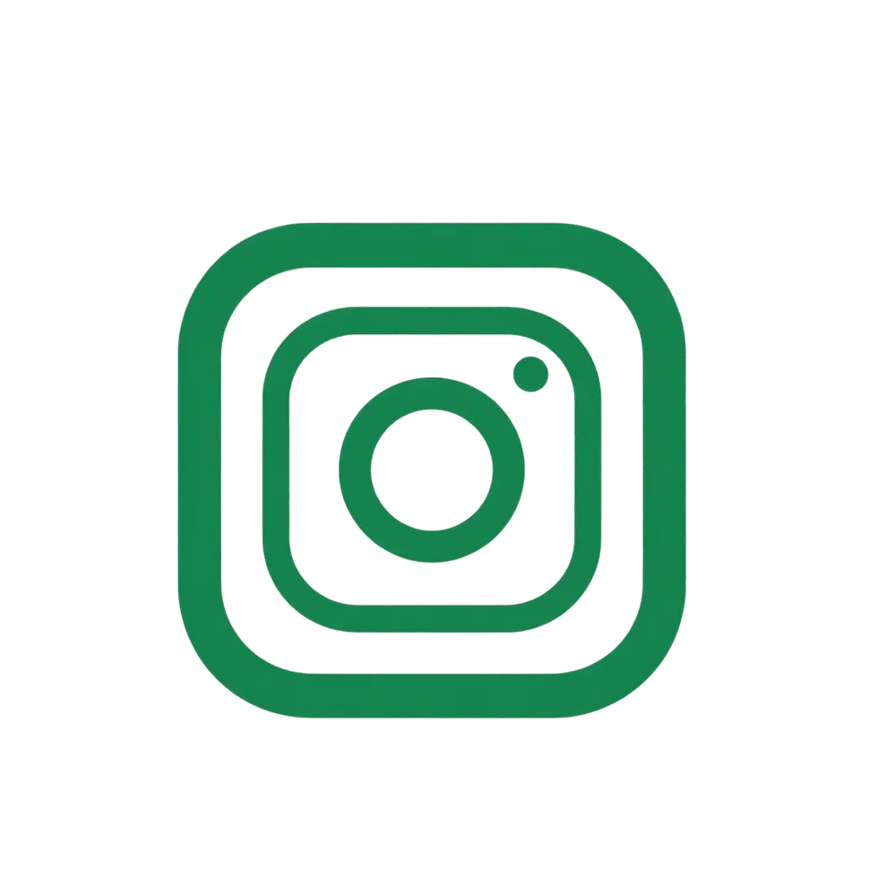 Digital illustration of the Instagram logo in green with a modern, simple aesthetic.