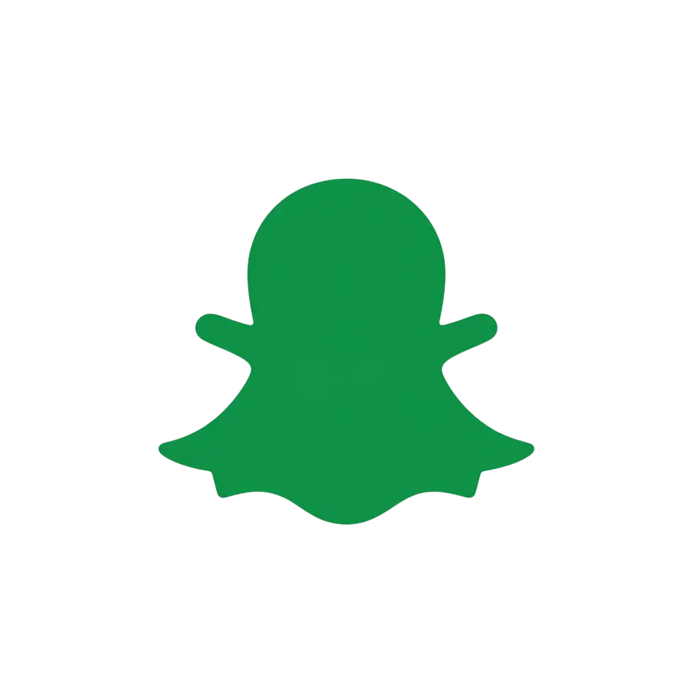 Digital graphic of the Snapchat ghost logo in bright green against a stark black background. The iconic icon is centered and clear.