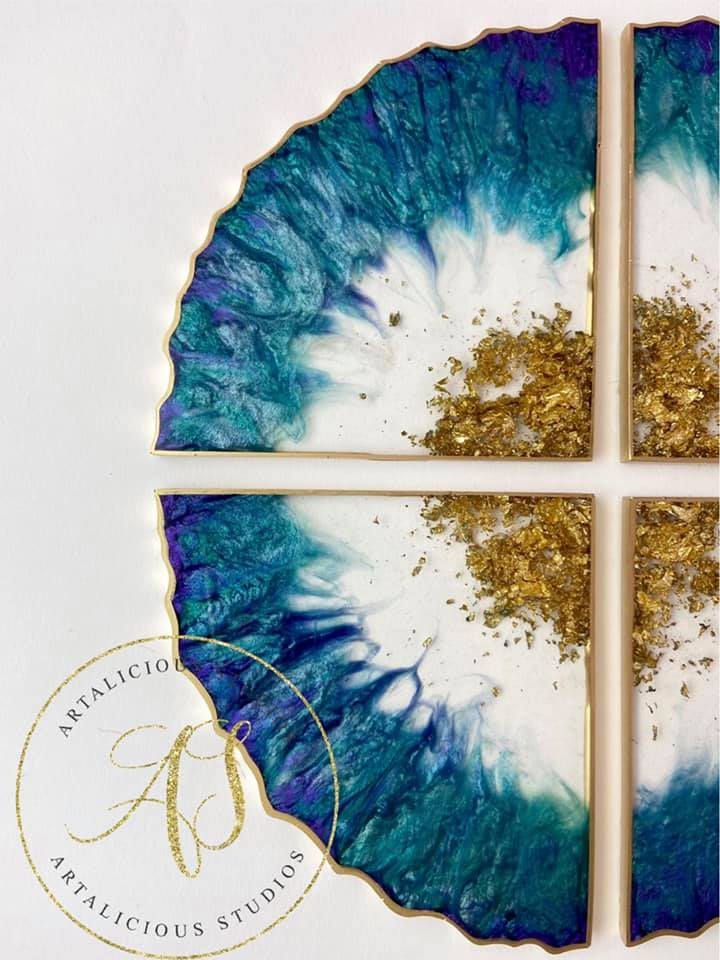 Thumbnail: Resin Geode Coaster & Tray Set