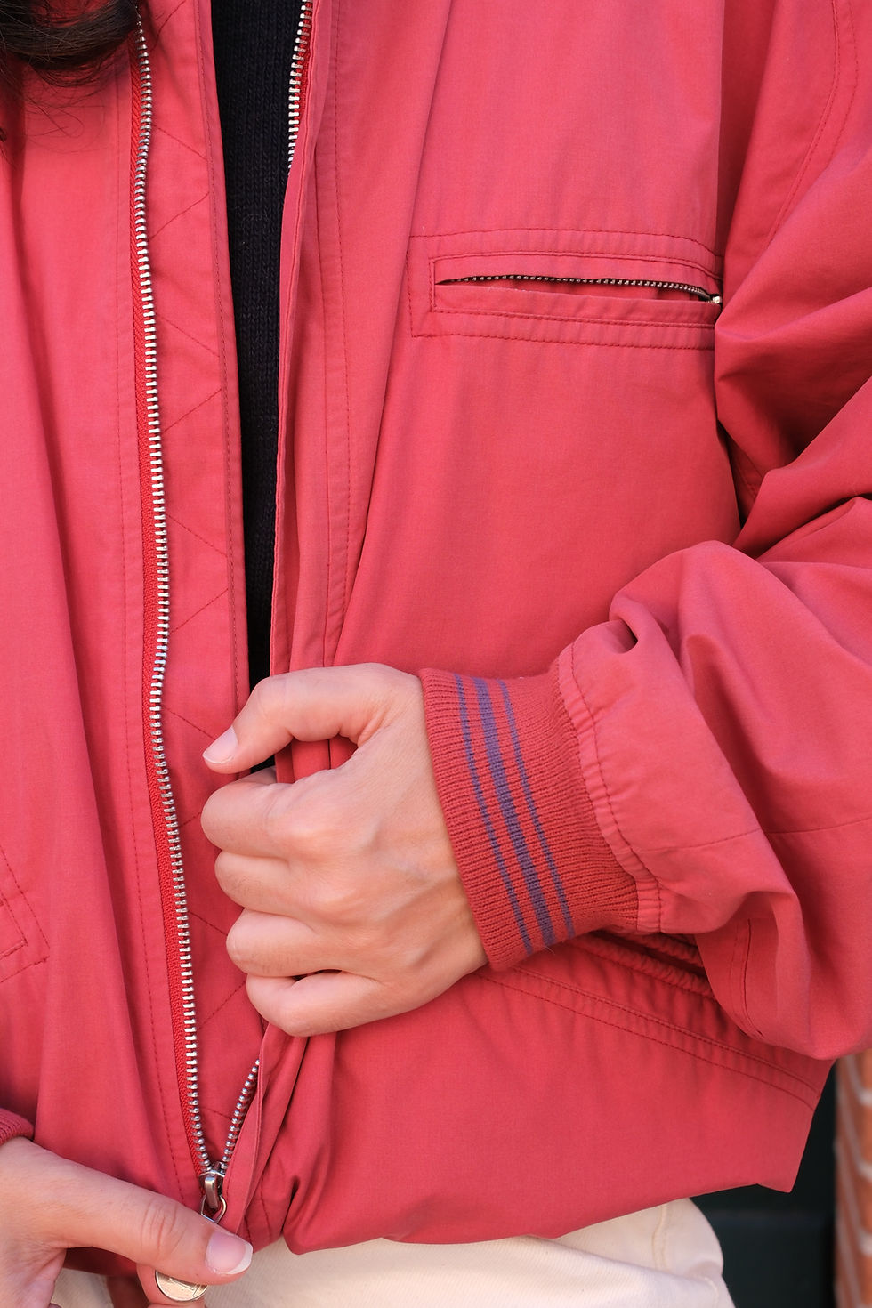 Miniature : Bombers coton rouge