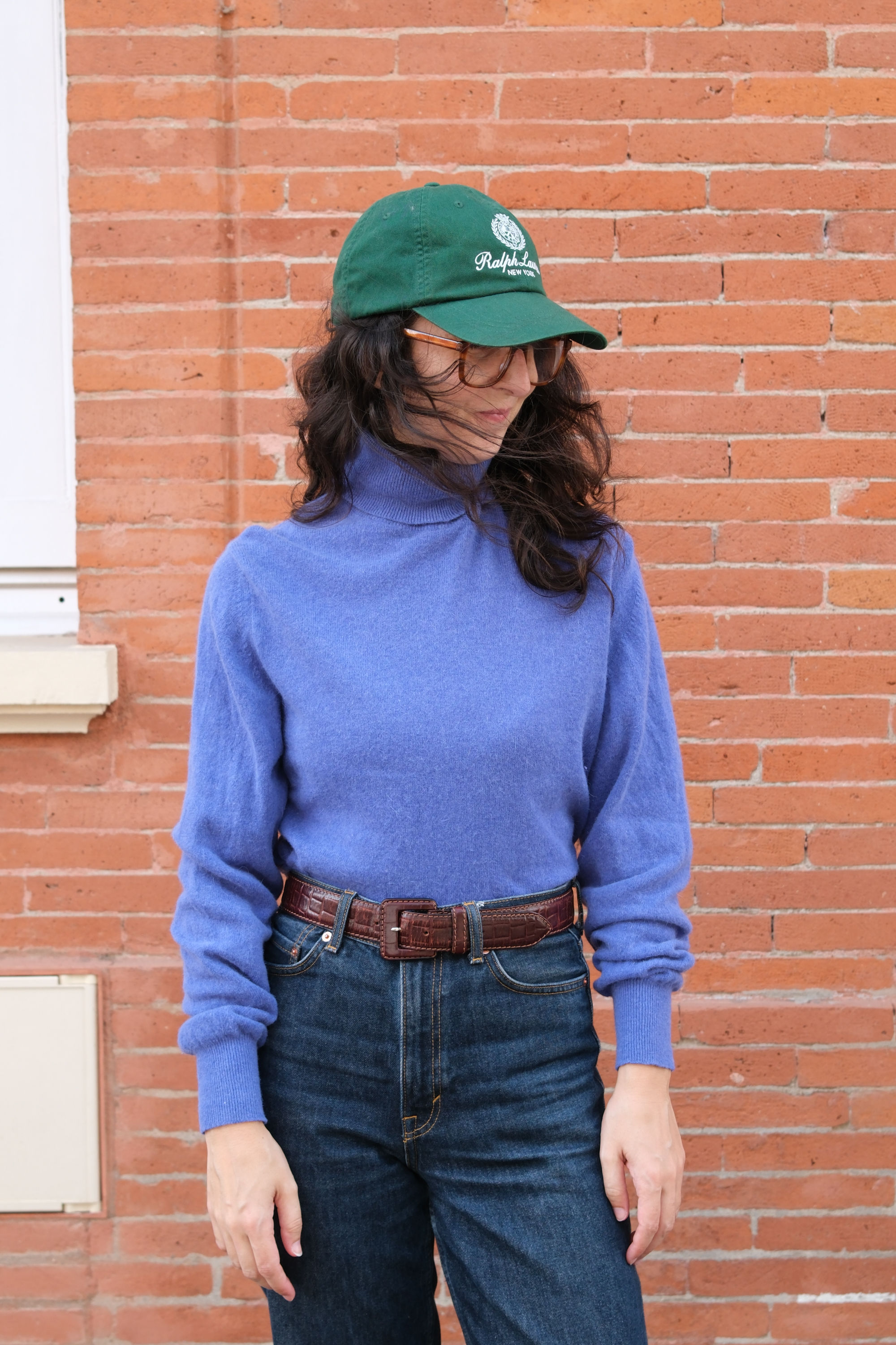 Col roulé bleu laine d'agneau