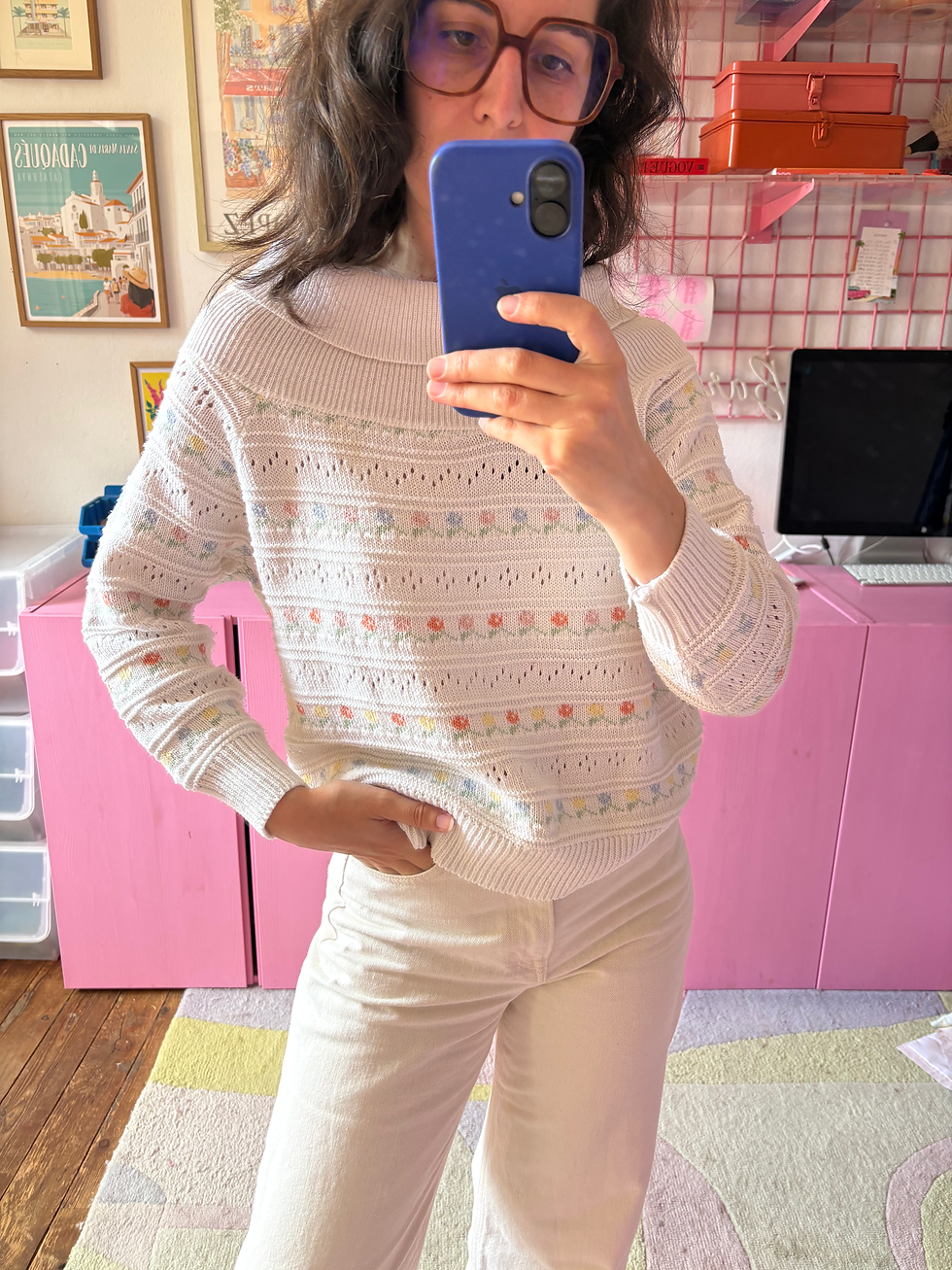Miniature : Pull coton fleuri