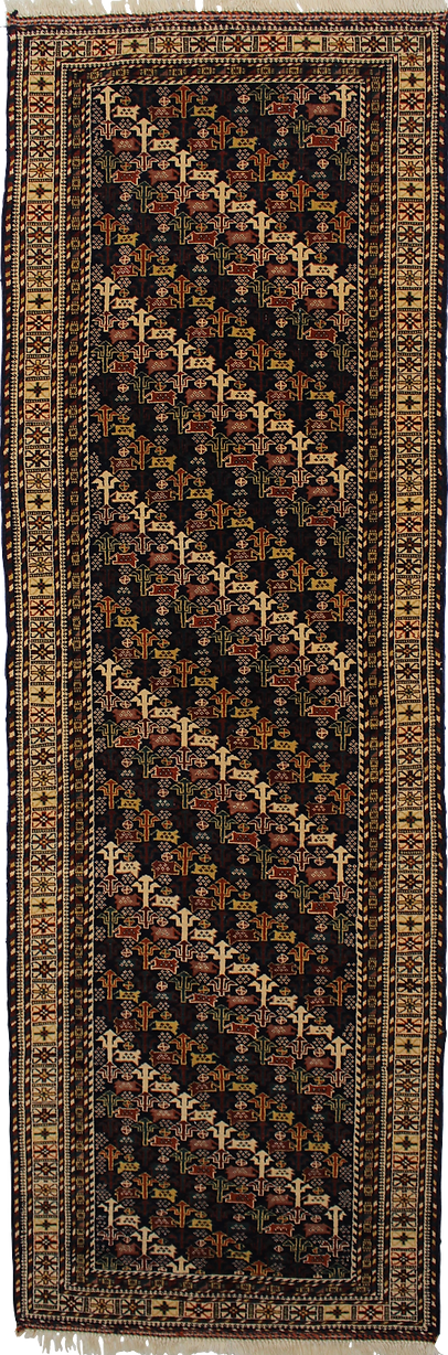 バルーチ ペルシャ絨毯 143×93cm 未使用 手織り 赤×紺×ベージュ
