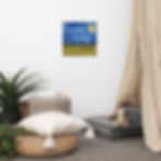 Thumbnail: Art print poster Blue Starry Flower Field, fine art print of oil painting