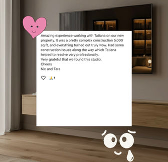 reenshot of a 5-star Google review from a Toronto client thanking TADesign Studios for a seamless renovation experience.