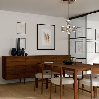 Cozy living room with clean lines, neutral tones, and carefully selected décor, offering a seamless blend of comfort and style