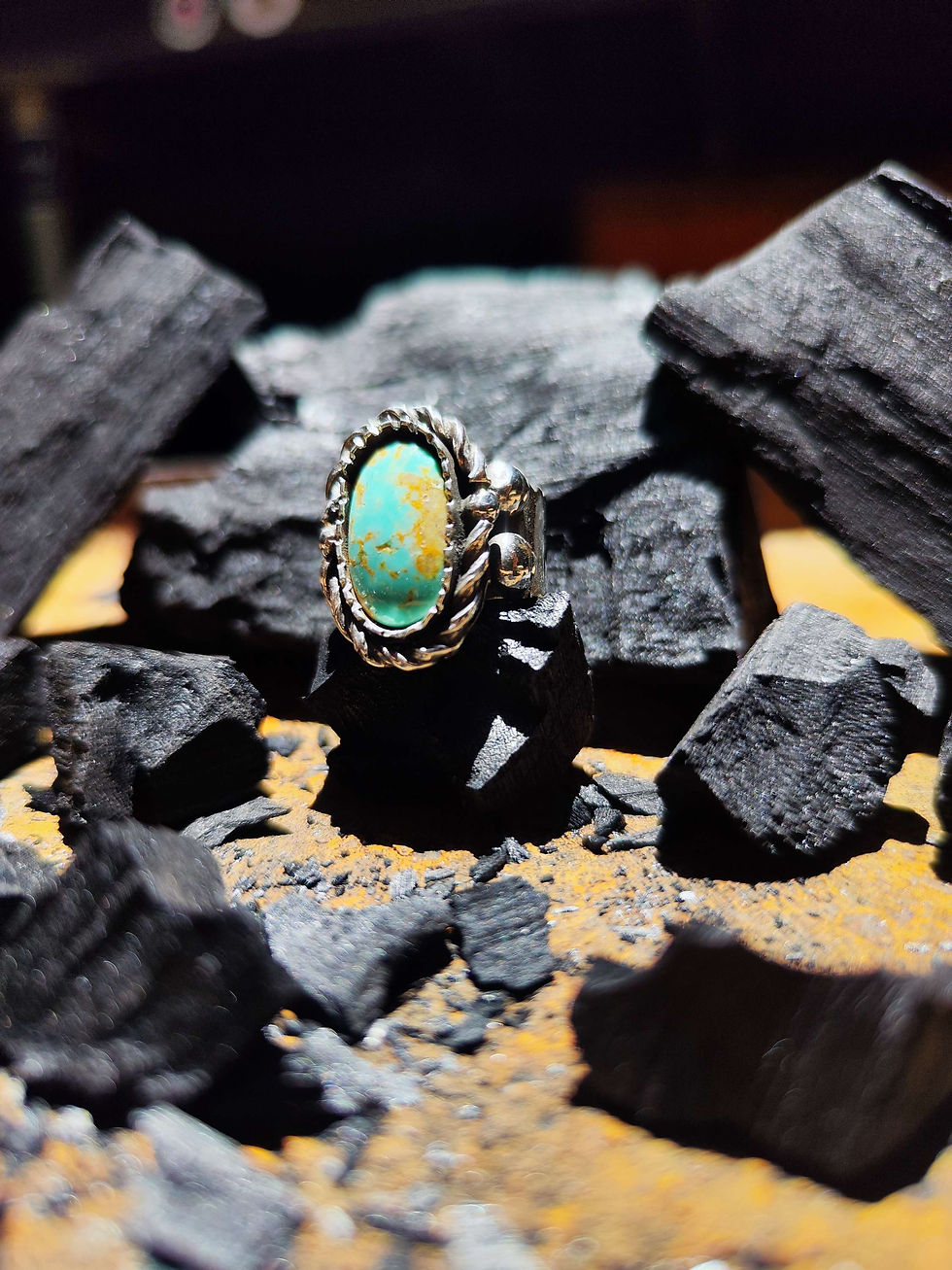 Miniatura: Anel em prata com turquesa com inspiração na joalheria navajo