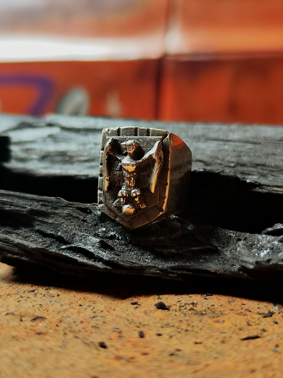 Miniatura: Mexican Biker Ring Gilt Thunderbird 