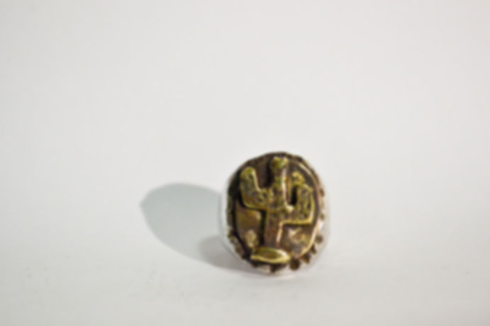 Anel em prata com bronze amarelo inspirado nos mexicans biker rings