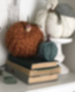 Three DIY Braided Pumpkins Layered in Bookshelf | Fall Decor