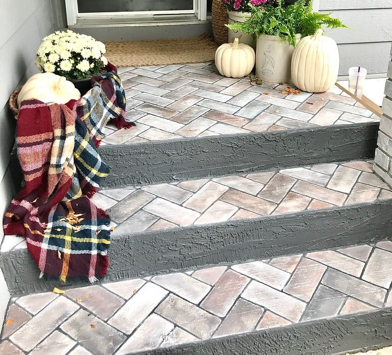 Easy DIY Hand Painted Brick Steps