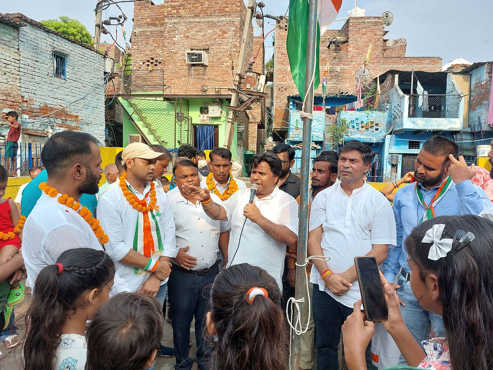 Members from the local civic government including the ward councillor inaugurate the newly developed park and hoist the national flag on India's 77th Independence Day