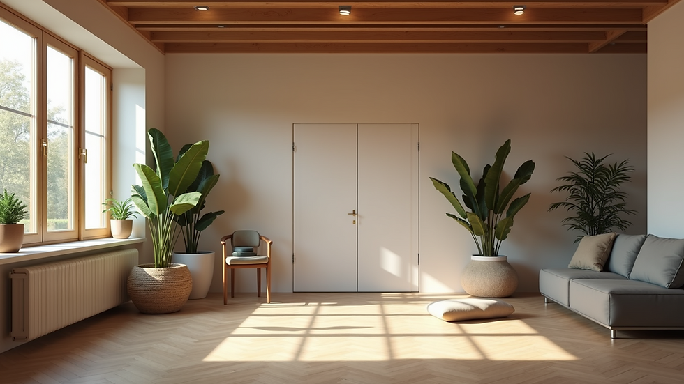 Close-up view of an inviting home workout space