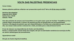 VOLTA DAS PALESTRAS PRESENCIAIS