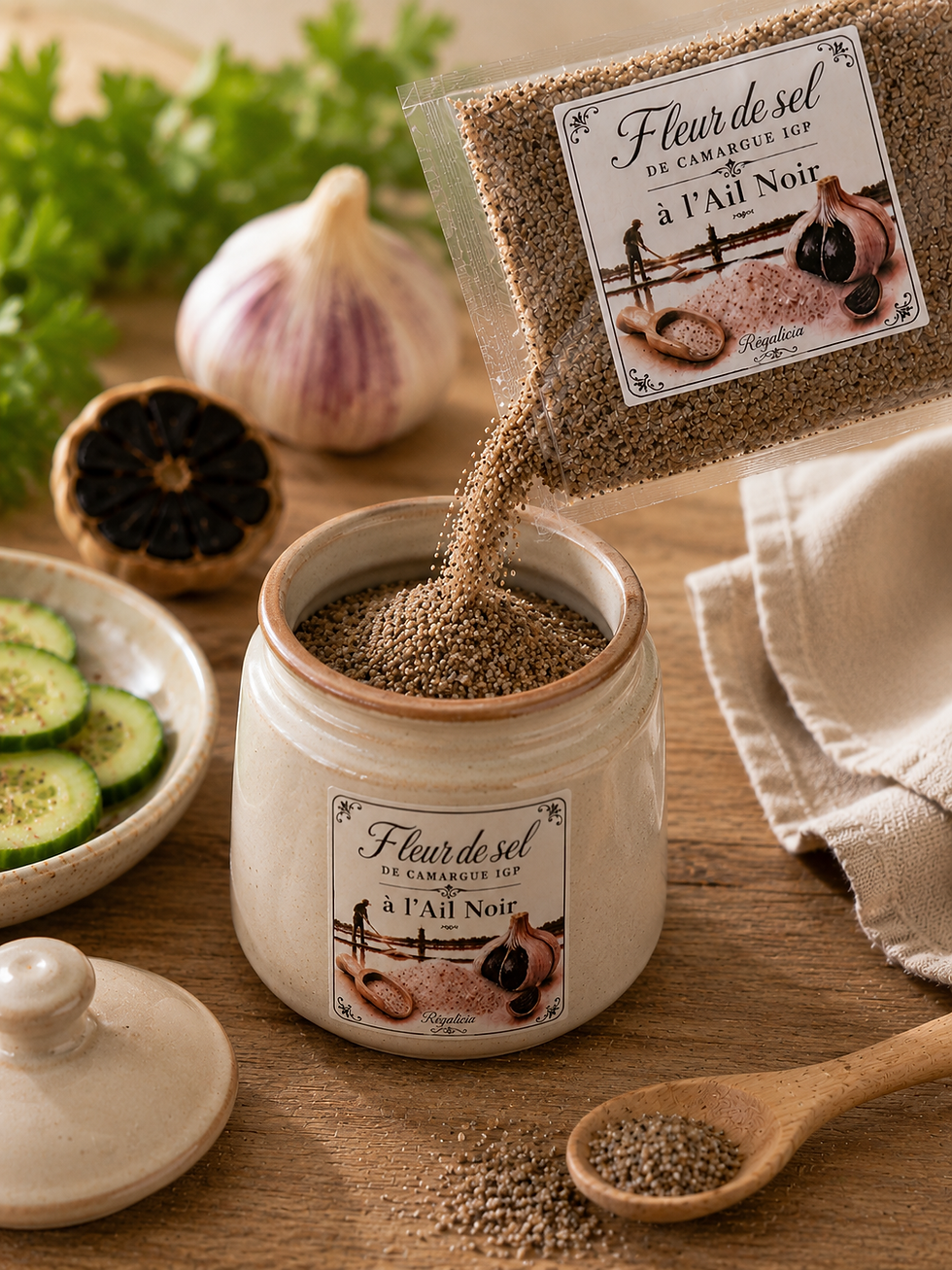 Thumbnail: Fleur de sel de Guérande à l'ail noir (sachet thermosoudé)