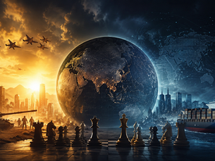 Strategic illustration showing military, technology, economy, infrastructure, demographics, and culture as pillars of national power in the 21st century.