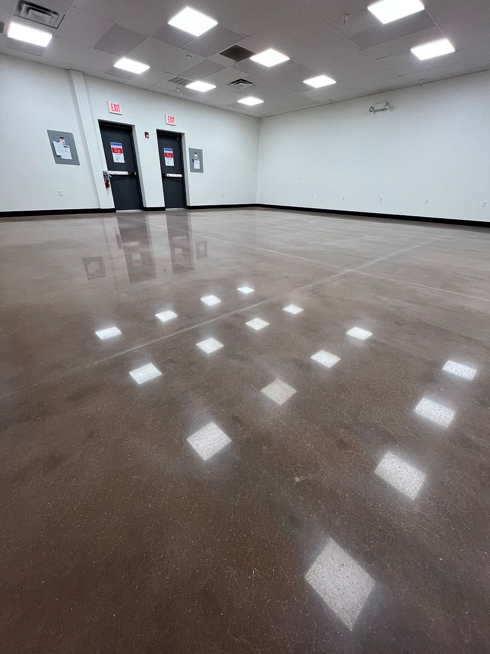 Newly polished concrete floor in a business 