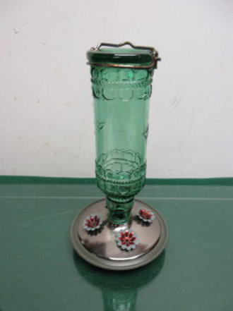 Green Glass Hummingbird Feeder Homeofficecg