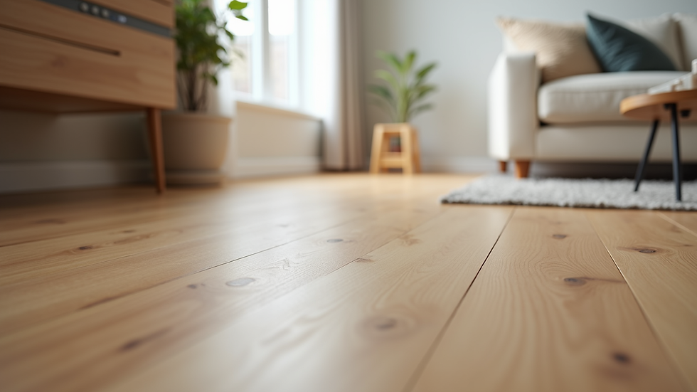 Close-up view of freshly installed hardwood floor in a Calgary home