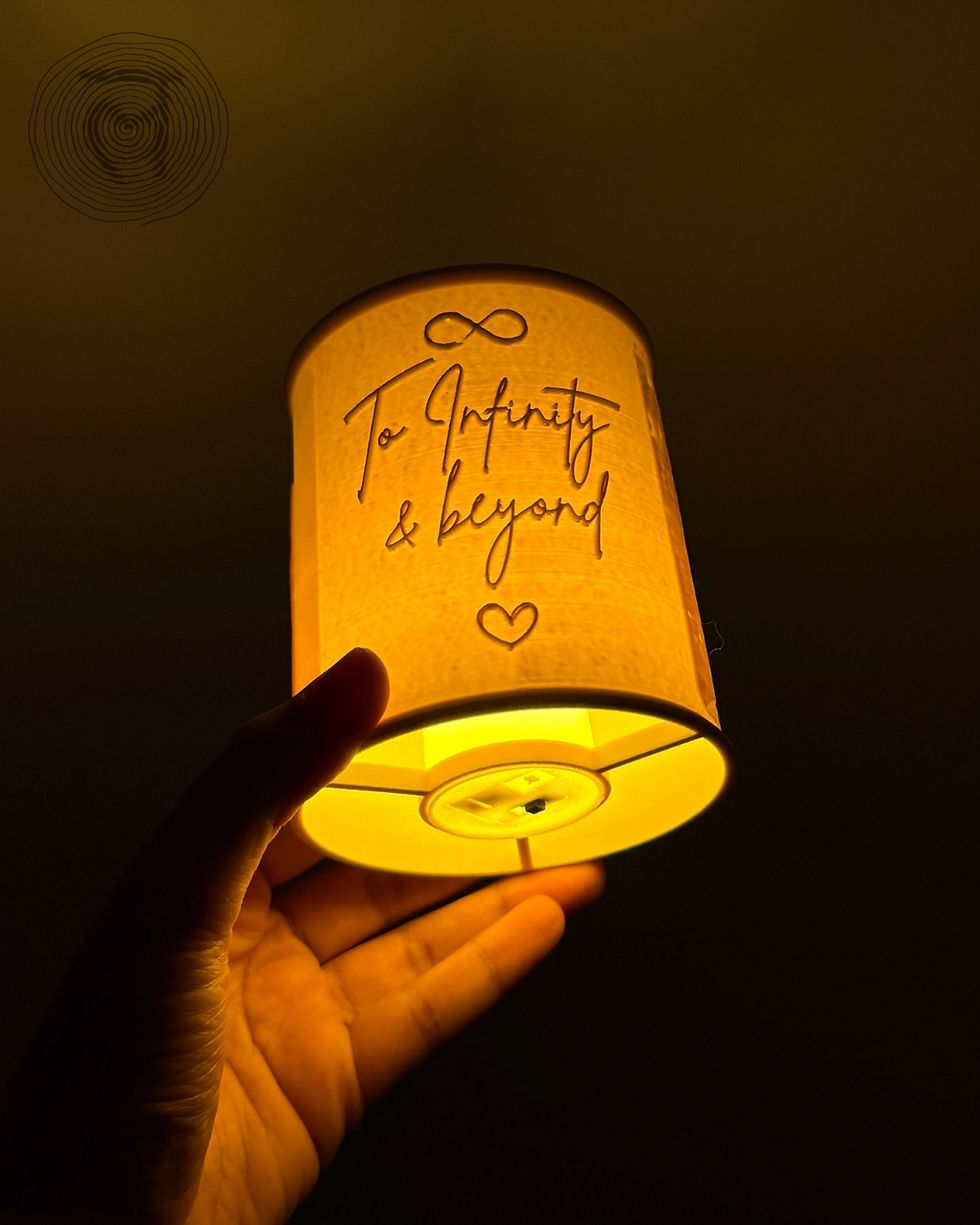 3D-printed Rollit with a glowing battery tea light and a beautiful custom quote, fully personalized for heartfelt gifting.