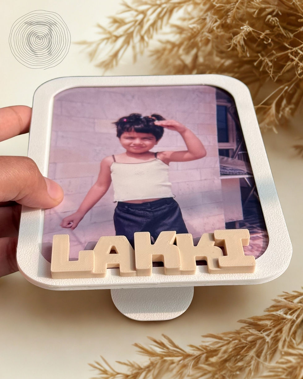 Thumbnail: Slim A6 3D-printed photo frame, fully customizable with name or photo, premium quality for gifting or personal use.