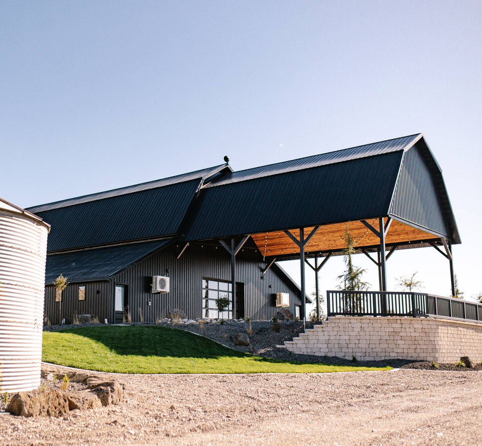 Side view of back of venue