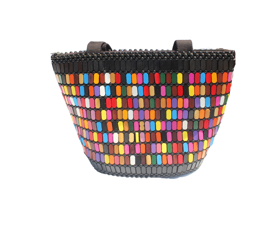 Thumbnail: African  Women Leather Beaded Bag